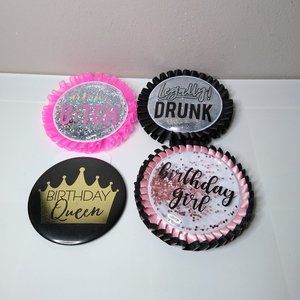 Set Of 4 Fun Pins For 21st Birthday!!!!